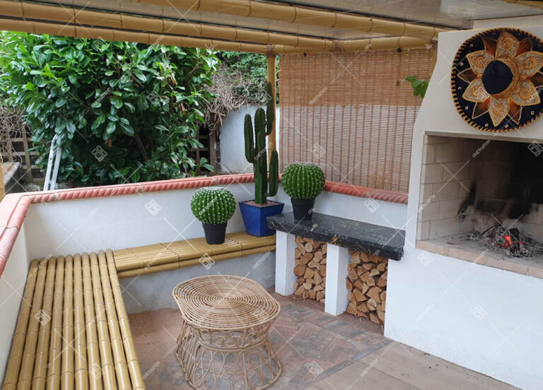 decoração com varas de bambu artificial