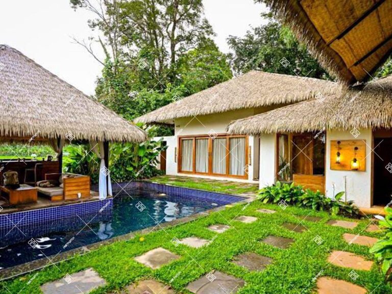 Synthetic thatch roof replacing old thun'di fali panels at beach villa