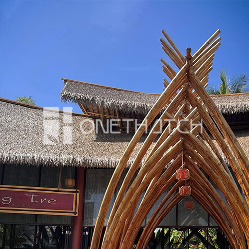 artificial thatch roofs on resort