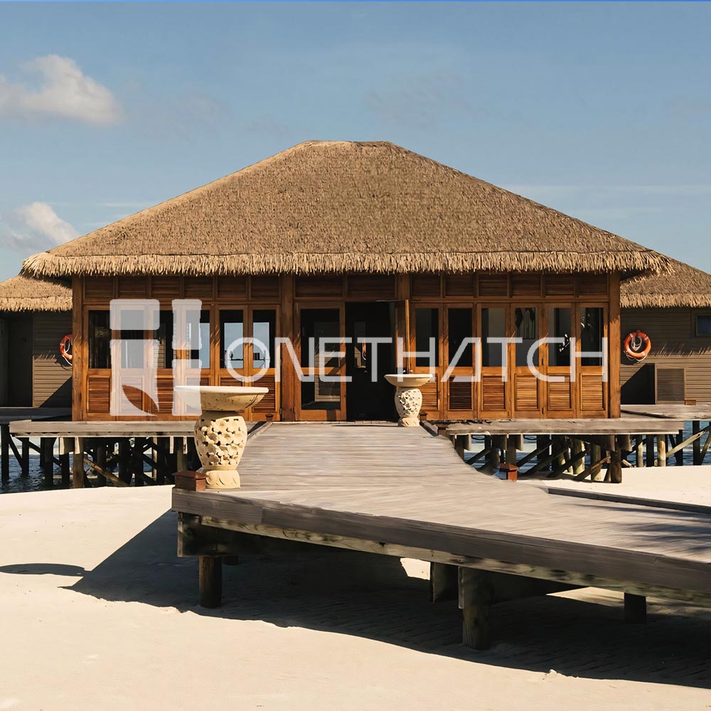 synthetic thatch roofing for maldives resort bungalow