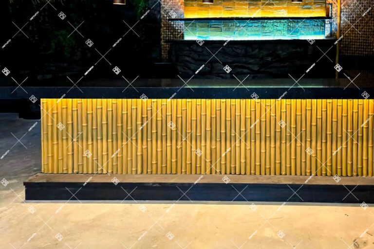 Synthetic bamboo bar front at a resort