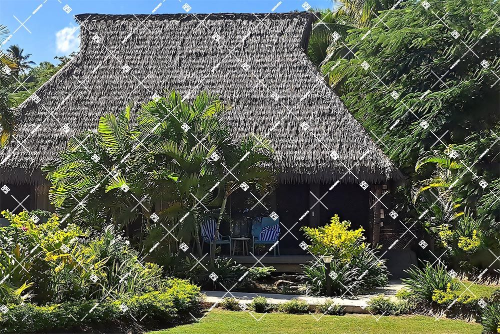 synthetic Makuti roof panels installed on Zanzibar villa